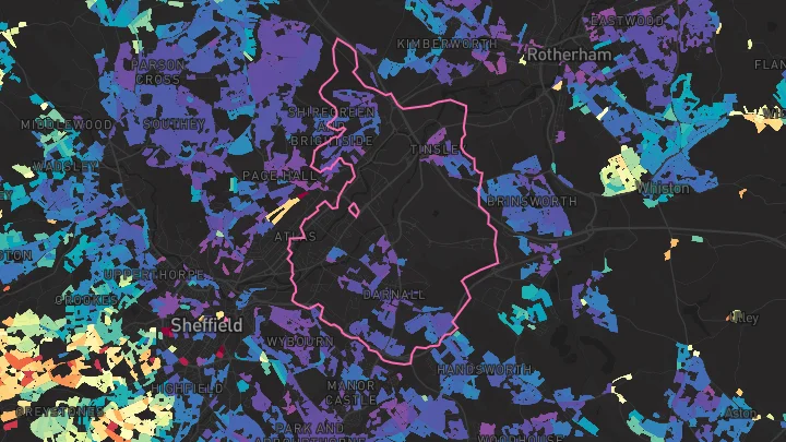 House price heatmap showing property values across Sheffield