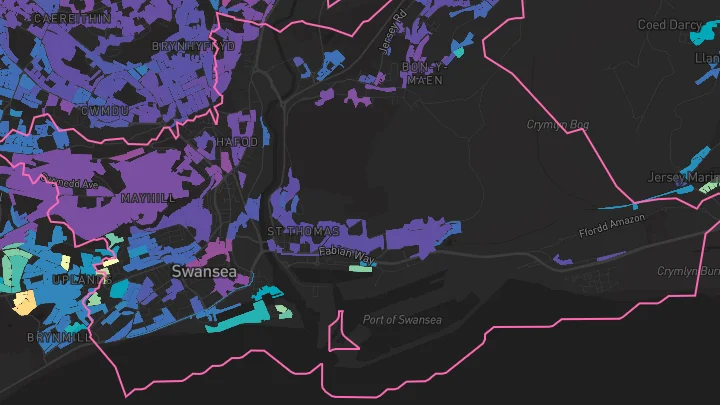 House price heatmap showing property values across Swansea