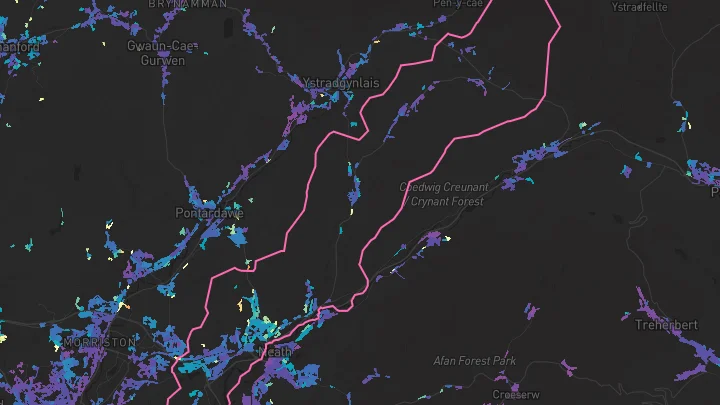 House price heatmap showing property values across Neath