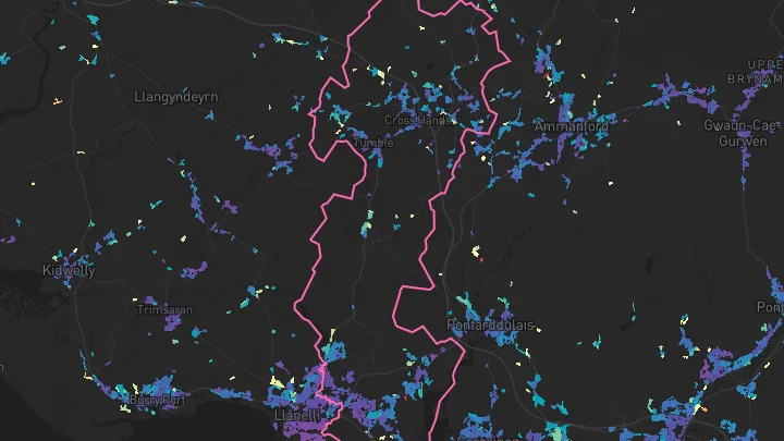 House price heatmap showing property values across Llangennech