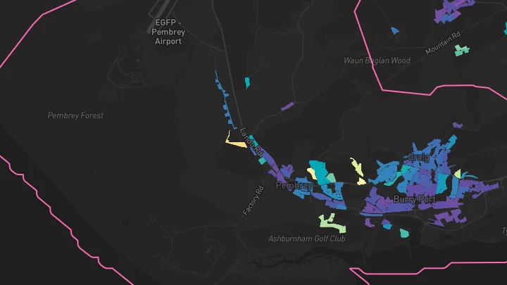 House price heatmap showing property values across Burry Port