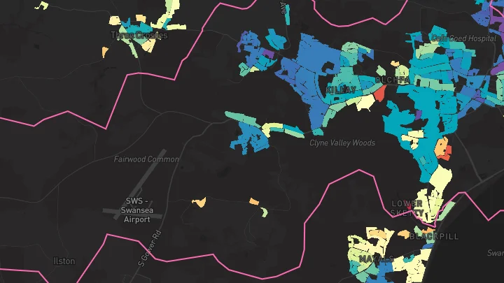 House price heatmap showing property values across Sketty