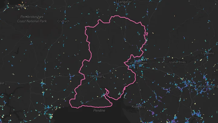 House price heatmap showing property values across St Clears