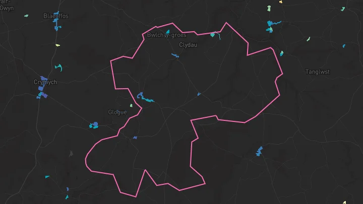 House price heatmap showing property values across Tegryn