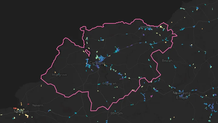House price heatmap showing property values across St Dogmaels