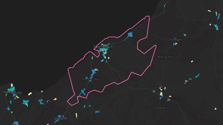House price heatmap showing property values across Aberaeron