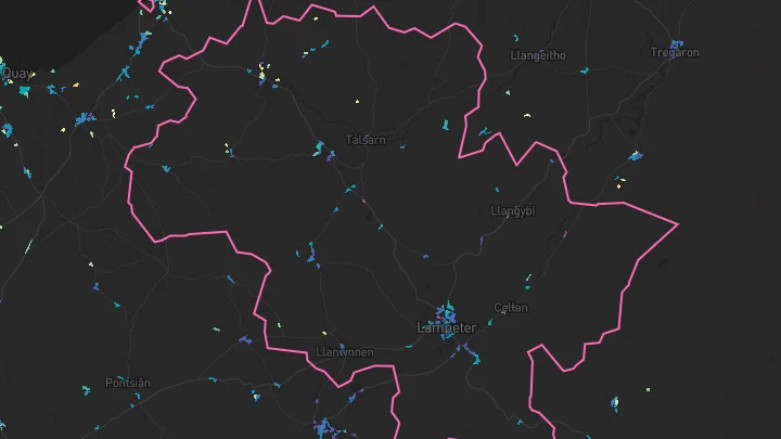 House price heatmap showing property values across Cwmann