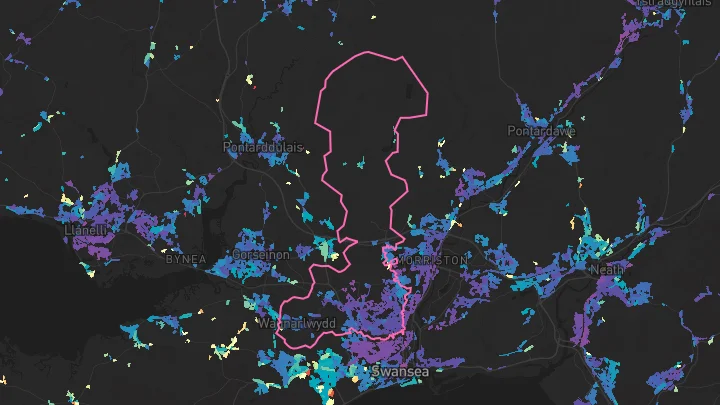 House price heatmap showing property values across Fforestfach
