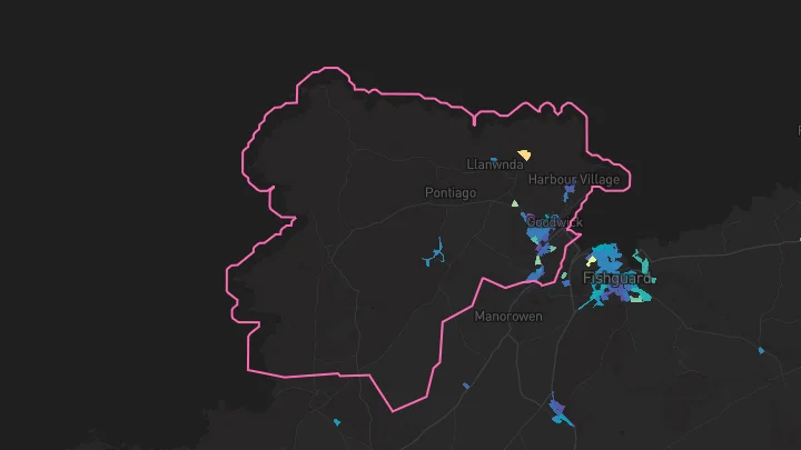 House price heatmap showing property values across Goodwick