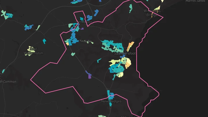 House price heatmap showing property values across Saundersfoot
