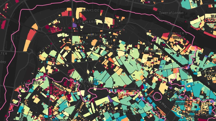 House price heatmap showing property values across Lustrells Vale