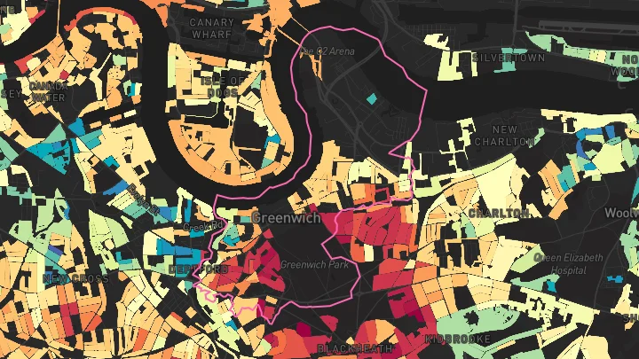 House price heatmap showing property values across Greenwich