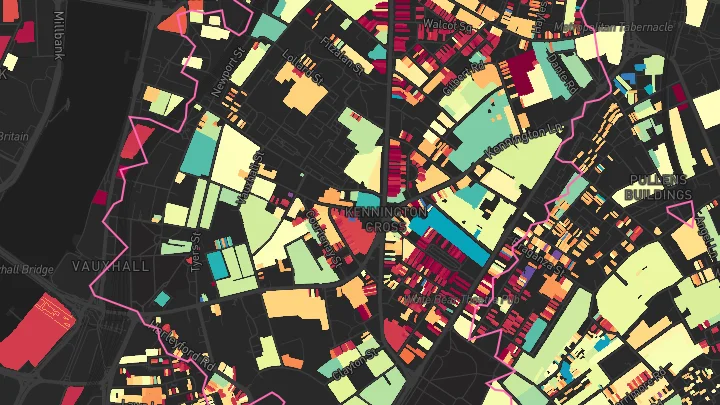 House price heatmap showing property values across Kennington