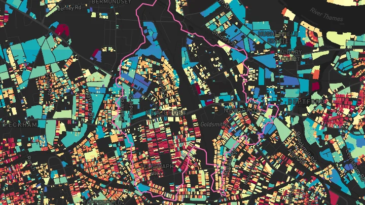 House price heatmap showing property values across New Cross