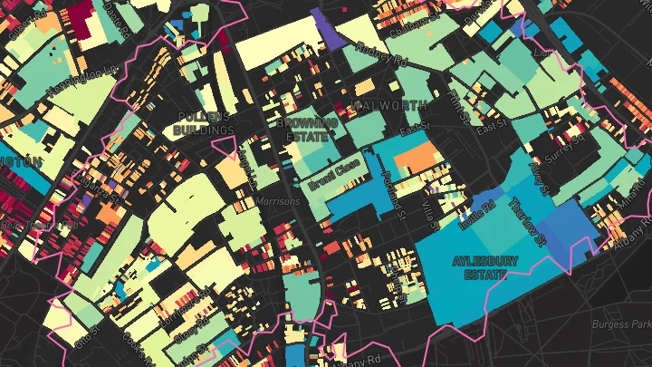 House price heatmap showing property values across Walworth