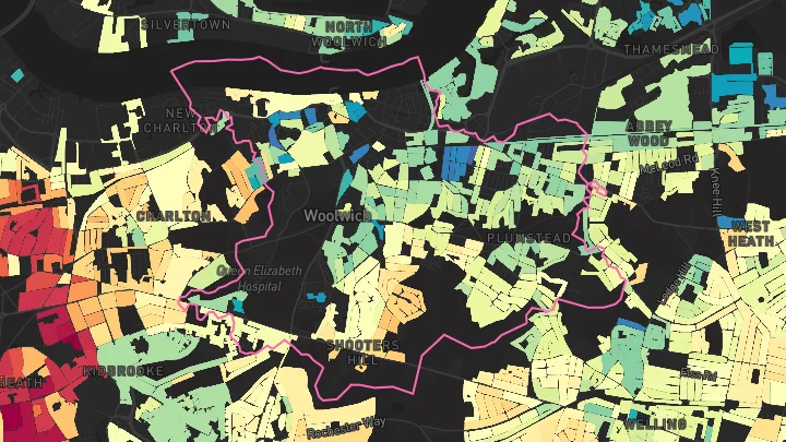 House price heatmap showing property values across Plumstead