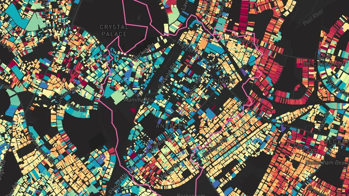 House price heatmap showing property values across Anerley