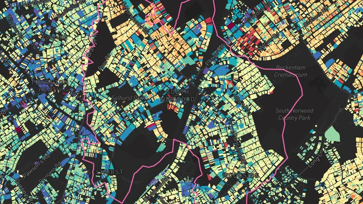 House price heatmap showing property values across South Norwood