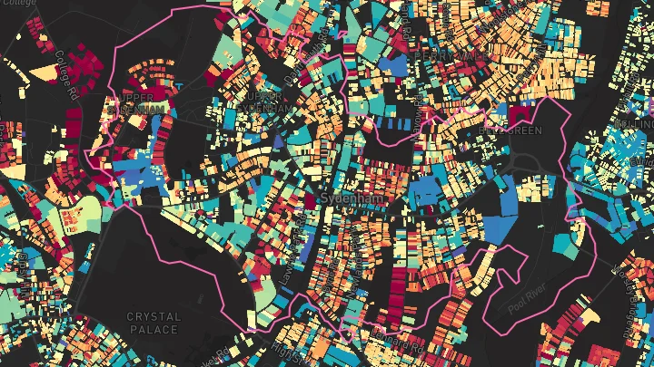 House price heatmap showing property values across Sydenham