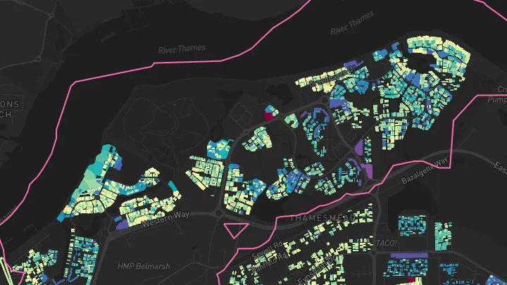 House price heatmap showing property values across Thamesmead