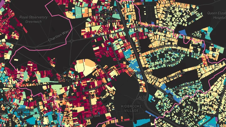 House price heatmap showing property values across Blackheath