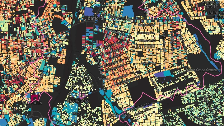 House price heatmap showing property values across Catford