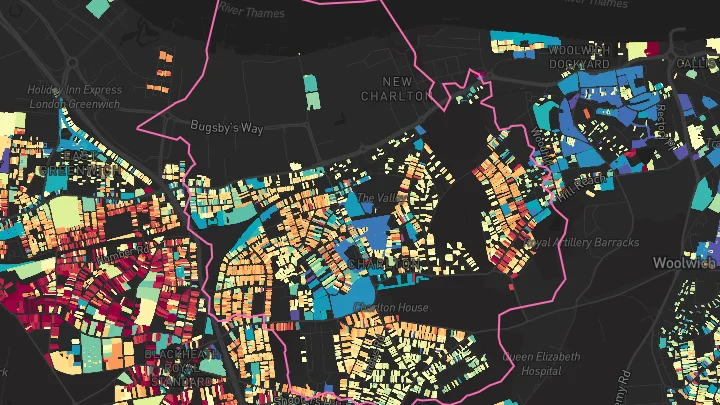 House price heatmap showing property values across Charlton