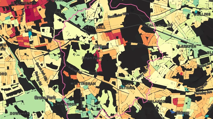 House price heatmap showing property values across Eltham
