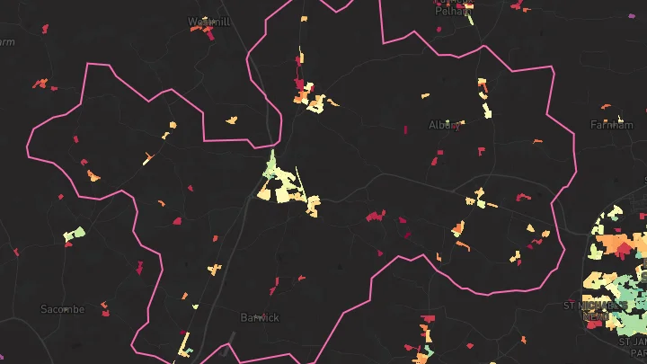 House price heatmap showing property values across Puckeridge