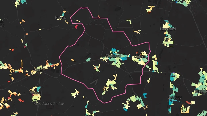 House price heatmap showing property values across Shefford
