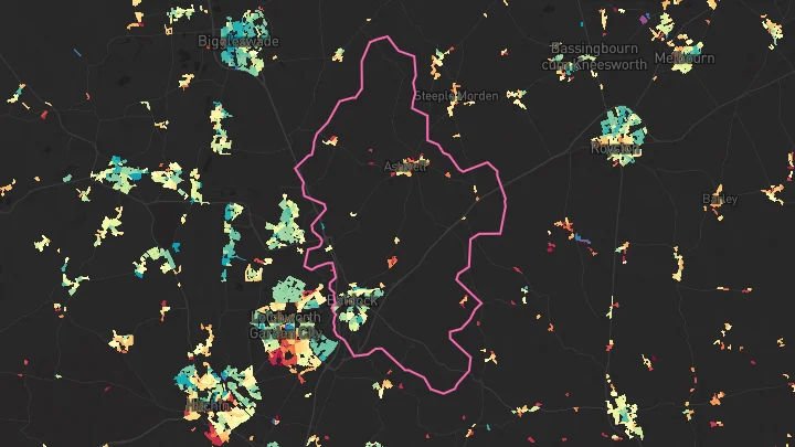 House price heatmap showing property values across Baldock