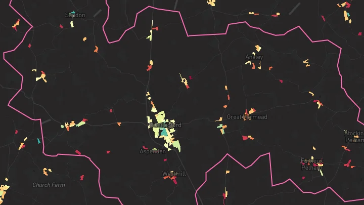 House price heatmap showing property values across Buntingford
