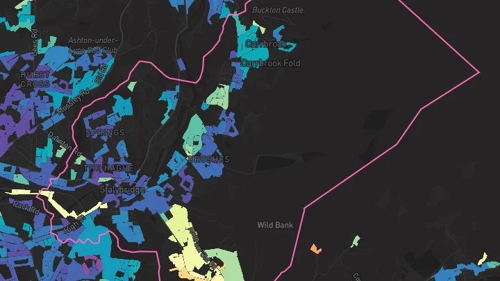 House price heatmap showing property values across Stalybridge