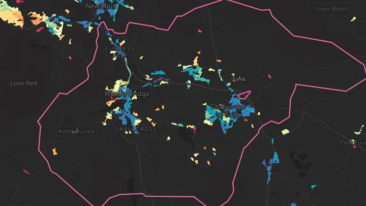 House price heatmap showing property values across Chapel En Le Frith