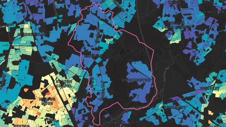 House price heatmap showing property values across Stockport