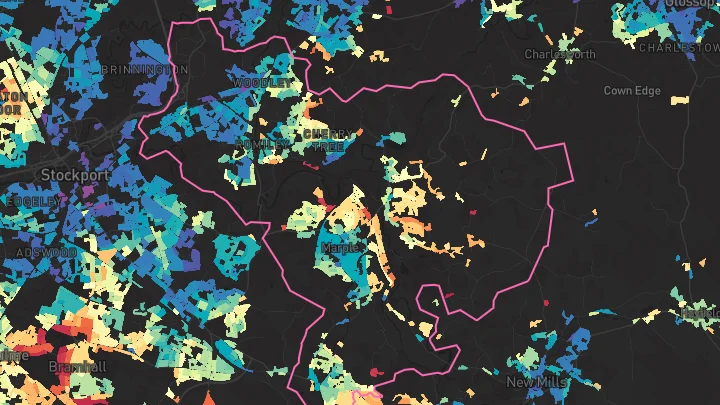 House price heatmap showing property values across Marple
