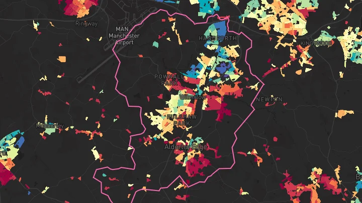 House price heatmap showing property values across Wilmslow