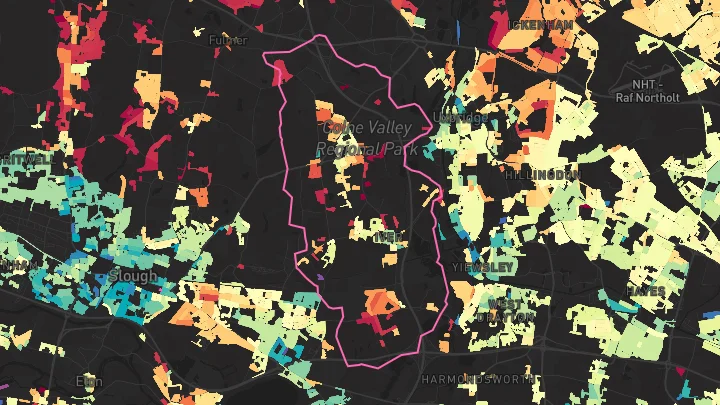 House price heatmap showing property values across Iver