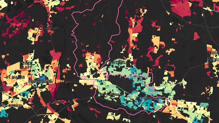 House price heatmap showing property values across Slough