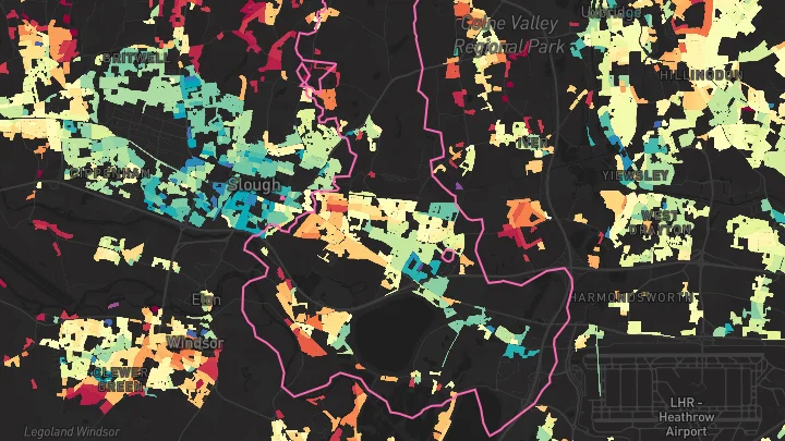 House price heatmap showing property values across Slough