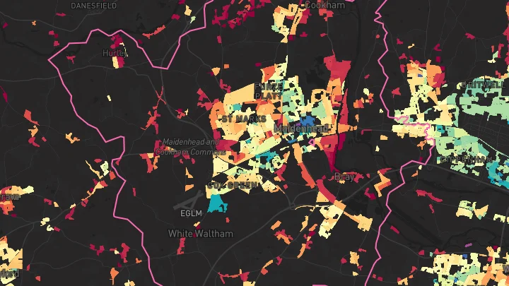House price heatmap showing property values across Maidenhead