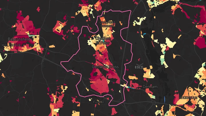 House price heatmap showing property values across Chalfont St Peter