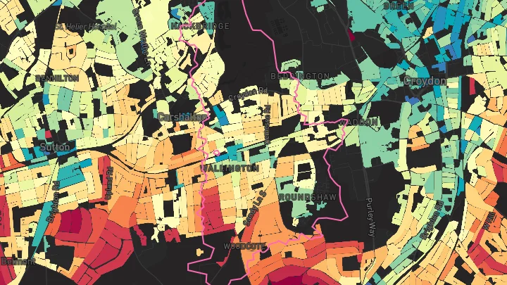 House price heatmap showing property values across Wallington