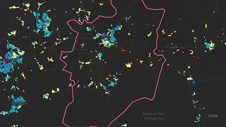 House price heatmap showing property values across Devizes