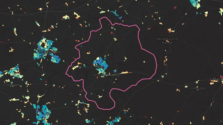 House price heatmap showing property values across Calne