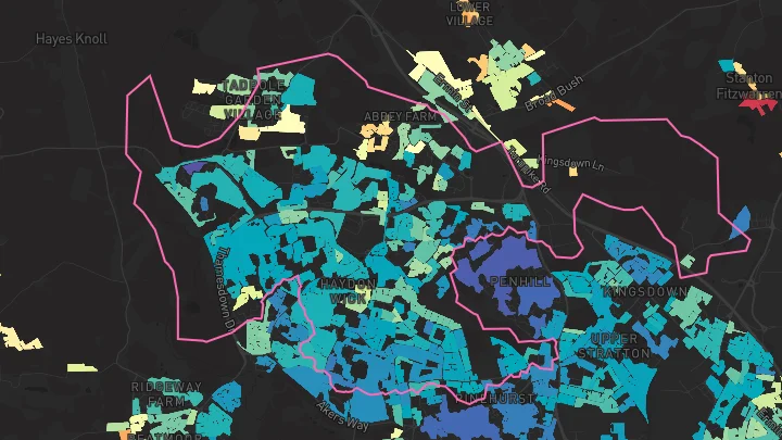 House price heatmap showing property values across Swindon