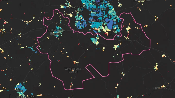 House price heatmap showing property values across Wootton Bassett