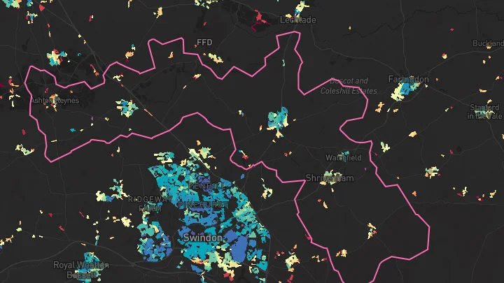 House price heatmap showing property values across Highworth