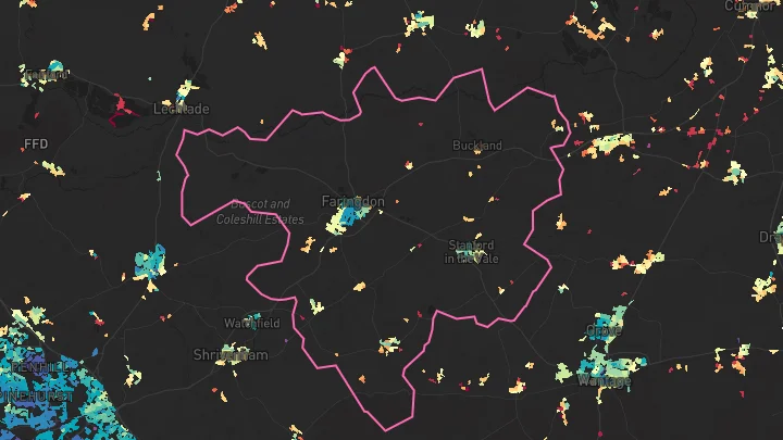 House price heatmap showing property values across Faringdon