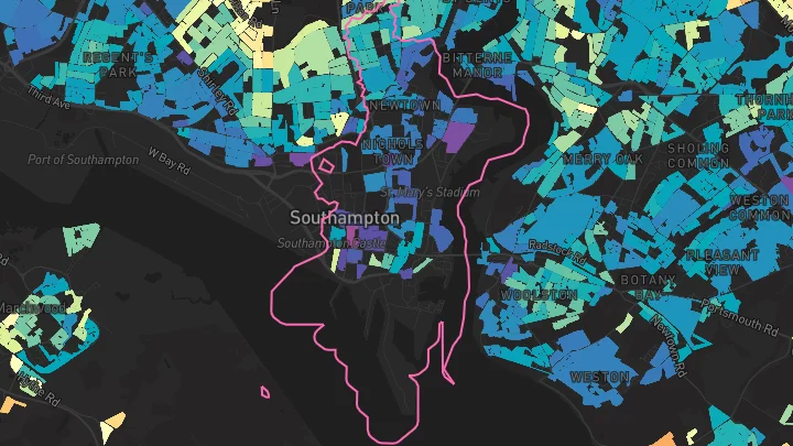 House price heatmap showing property values across Southampton